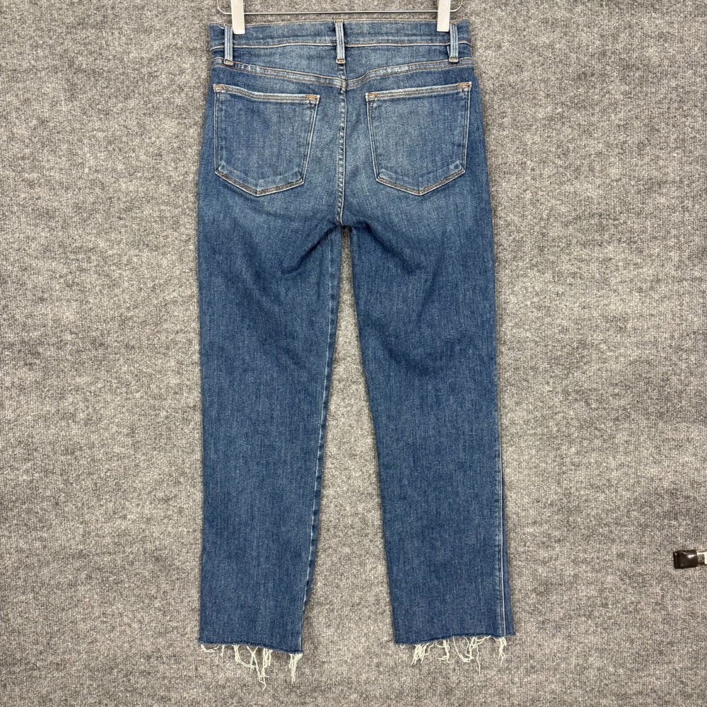 Frame Jeans Womens 26 Blue Le High Straight Raw Hem Medium Wash Cotton Stretch - Picture 3 of 16